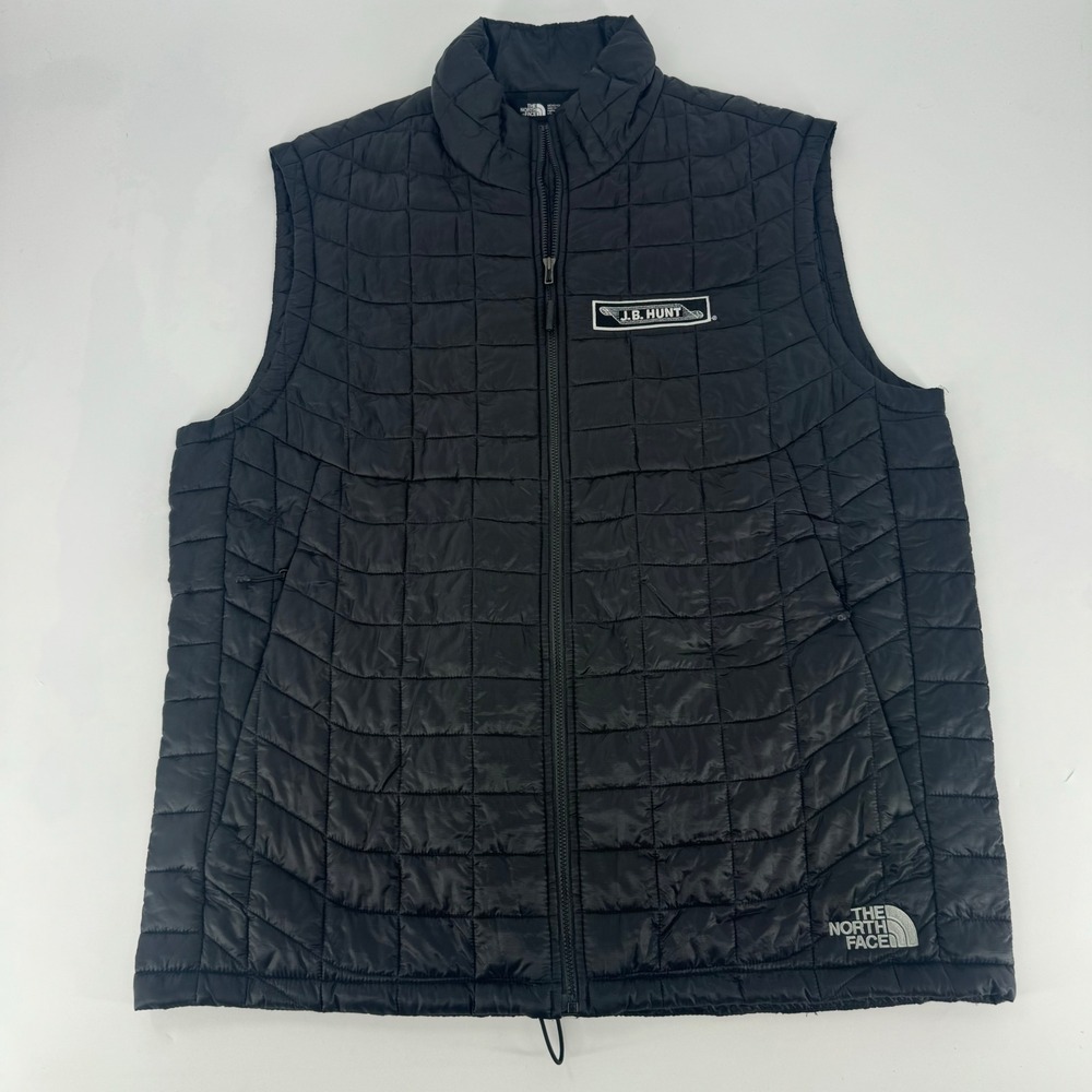 The North Face Mens Thermoball Vest Black J.B. Hunt Logo Large L Full Zip